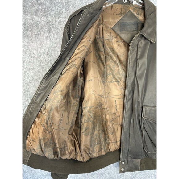 Roundtree & Yorke Men's Brown Leather Flight Bomber Aviator Jacket Coat Sz 2XL - Picture 6 of 13